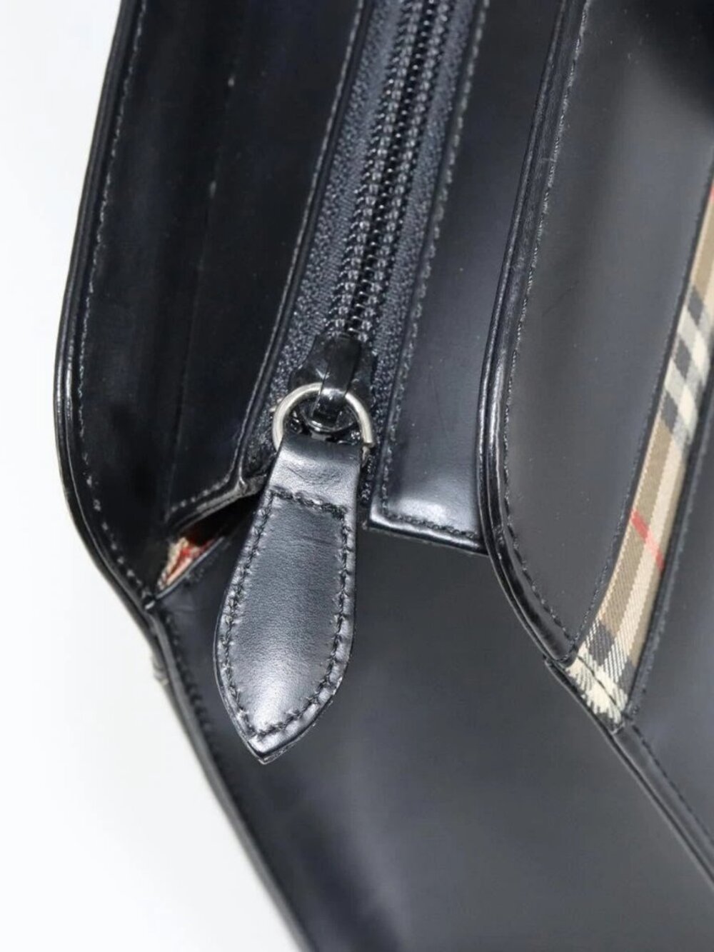 BURBERRY Hand Bag Leather Black Silver Auth 155218 - Picture 12 of 16